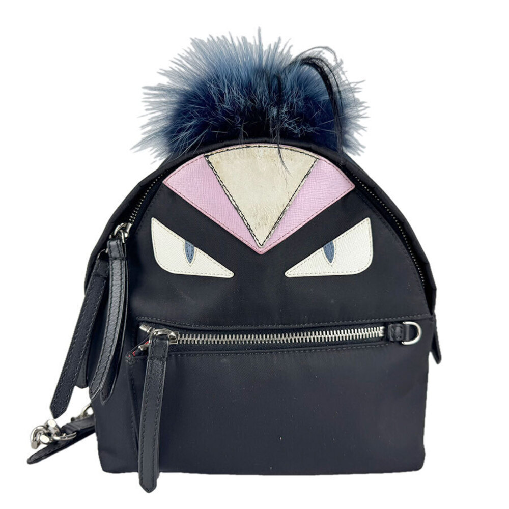 Fendi ZAINO Backpack Fur Black Silver